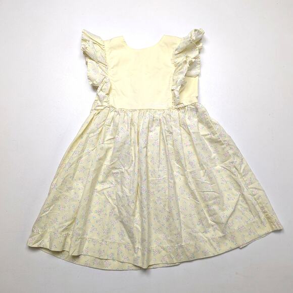 Vintage Oshkosh Bgosh Dress Girls Size 6 Yellow Floral Flutter Pinafore - Picture 1 of 5